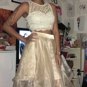 cream / white / gold dress